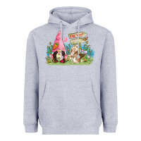 Heather Grey Easter gnome and rabbit egg hunt  Easter Day Heavyweight Hoodie - CowGirlArtShop