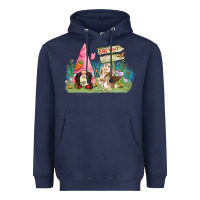 Navy Easter gnome and rabbit egg hunt  Easter Day Heavyweight Hoodie - CowGirlArtShop