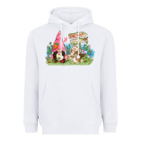 White Easter gnome and rabbit egg hunt  Easter Day Heavyweight Hoodie - CowGirlArtShop