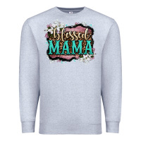 Heather Grey blessed mama Premium Sweatshirt - OliviaCreatesArt