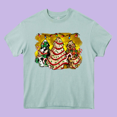 Christmas Tree Cake And Christmas Pattern Ado Heavy Core Tee Designed By Adodesignshop