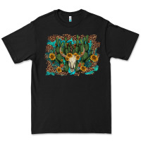 Black leopard bull skull cactus sunflowers Premium Tee - AdoDesignShop