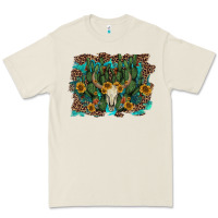 Bone leopard bull skull cactus sunflowers Premium Tee - AdoDesignShop