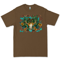 Cacao leopard bull skull cactus sunflowers Premium Tee - AdoDesignShop