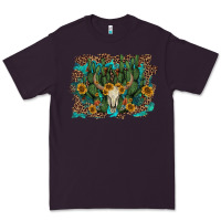 Plum leopard bull skull cactus sunflowers Premium Tee - AdoDesignShop