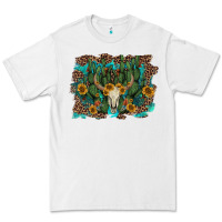 White leopard bull skull cactus sunflowers Premium Tee - AdoDesignShop