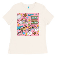 Bone school with rainbow seamless pattern Ladies Tee - BundleAndBundleShop