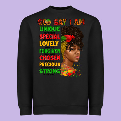 God Say I Am Juneteenth Afro Girl Heavyweight Sweatshirt Designed By Artiststas