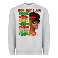 Heather Grey god say i am juneteenth afro girl Heavyweight Sweatshirt - Artiststas