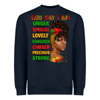 Navy god say i am juneteenth afro girl Heavyweight Sweatshirt - Artiststas