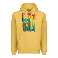 Antique Gold Autism American Flag Premium Hoodie - CowGirlArtShop