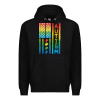 Black Autism American Flag Premium Hoodie - CowGirlArtShop