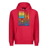 Cardinal Autism American Flag Premium Hoodie - CowGirlArtShop