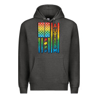 Charcoal Heather Autism American Flag Premium Hoodie - CowGirlArtShop