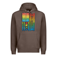 Coffee Autism American Flag Premium Hoodie - CowGirlArtShop