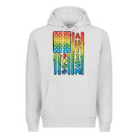 Dove Grey Autism American Flag Premium Hoodie - CowGirlArtShop