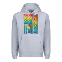 Heather Grey Autism American Flag Premium Hoodie - CowGirlArtShop