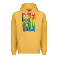 Mustard Autism American Flag Premium Hoodie - CowGirlArtShop
