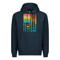 Navy Autism American Flag Premium Hoodie - CowGirlArtShop