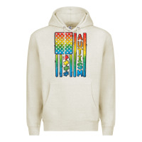 Oatmeal Heather Autism American Flag Premium Hoodie - CowGirlArtShop