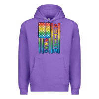 Purple Autism American Flag Premium Hoodie - CowGirlArtShop