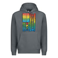 Rock Autism American Flag Premium Hoodie - CowGirlArtShop
