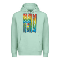 Seafoam Autism American Flag Premium Hoodie - CowGirlArtShop