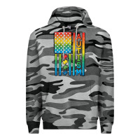 Slate Camo Autism American Flag Premium Hoodie - CowGirlArtShop