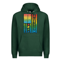 Sports Green Autism American Flag Premium Hoodie - CowGirlArtShop