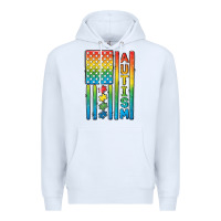 White Autism American Flag Premium Hoodie - CowGirlArtShop