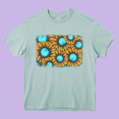 Sunflower Gemstone Background Heavy Core Tee Designed By Jahusdesignshop