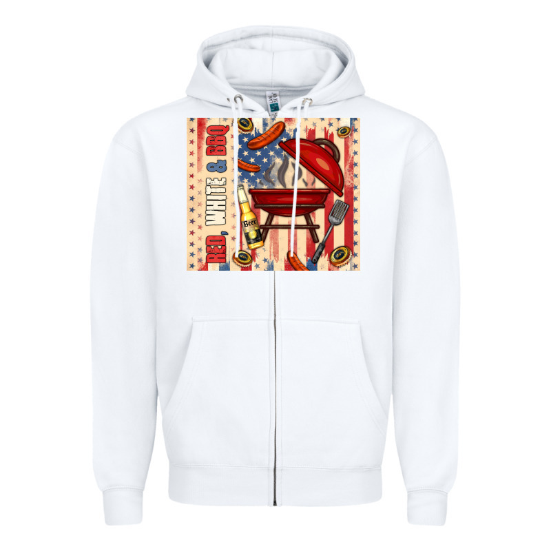 Red White And Bbq Usa Flag Zipper Hoodie by TumblerDesignByShophia | Teevron