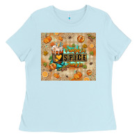 Baby Blue Pumpkin spice junkie Ladies Tee - RanaPortraitStore