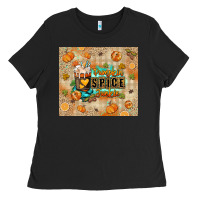 Black Pumpkin spice junkie Ladies Tee - RanaPortraitStore