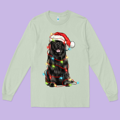 Christmas Newfoundland Dog Long Sleeve Tee Designed By Lillyallendesigns