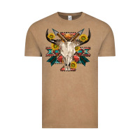 Vintage Coffee aztec western bull skull Vintage Tee - NancyCooperArtShop