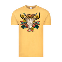 Vintage Mustard aztec western bull skull Vintage Tee - NancyCooperArtShop