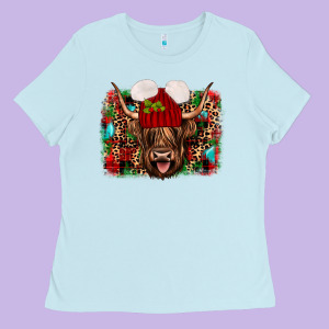 Highland Cow Christmas Ladies Tee Designed By Jahusdesignshop