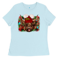 Baby Blue highland cow christmas Ladies Tee - JahusDesignShop