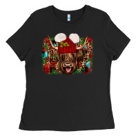 Black highland cow christmas Ladies Tee - JahusDesignShop