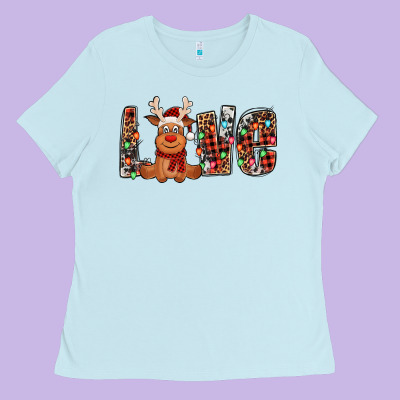Love Christmas Reindeer Ladies Tee Designed By Jasminsmagicworld