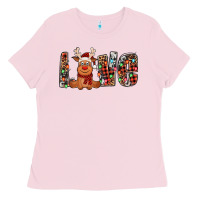 Bubblegum Pink love christmas reindeer Ladies Tee - Jasminsmagicworld