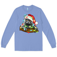 Colony Blue christmas scottish fold cat Long Sleeve Tee - LillyAllenDesigns