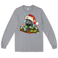 Heather Grey christmas scottish fold cat Long Sleeve Tee - LillyAllenDesigns