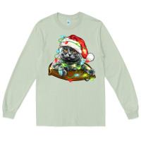 Matcha christmas scottish fold cat Long Sleeve Tee - LillyAllenDesigns