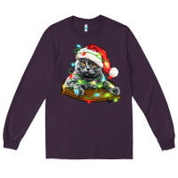 Plum christmas scottish fold cat Long Sleeve Tee - LillyAllenDesigns