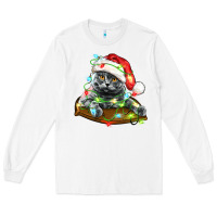White christmas scottish fold cat Long Sleeve Tee - LillyAllenDesigns