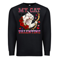 Black my cat is my valentine Premium Sweatshirt - OliviaCreatesArt