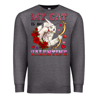 Charcoal Heather my cat is my valentine Premium Sweatshirt - OliviaCreatesArt