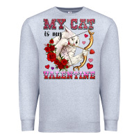 Heather Grey my cat is my valentine Premium Sweatshirt - OliviaCreatesArt